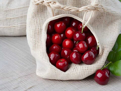 Close-up of freshly picked cherries