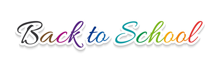 Fototapeta premium The words Back to School. Isolated text for header, rainbow colored