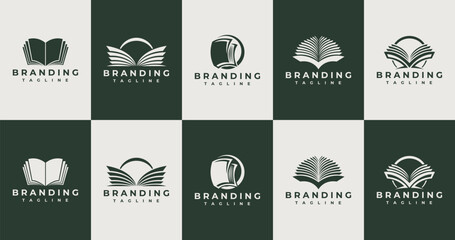 Set of modern abstract education book logo design