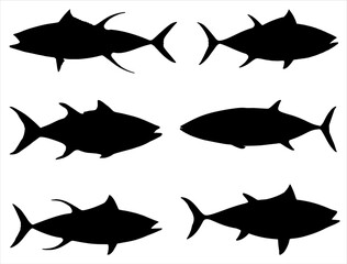 Set of Tuna Fish Silhouette