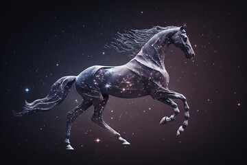 Obraz na płótnie Canvas horse floating in starry outer space, Generative AI