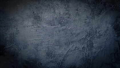 Beautiful Abstract Grunge Decorative Navy black Dark Stucco Wall Background. Art Rough Stylized Texture Banner With Space For Text