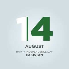 Happy Independence Day Pakistan Design. Number 14 made of the Pakistan Flag as Pakistan celebrates its Independence Day on the 14th of August.