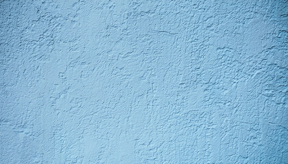 Abstract Wide Angle light blue stucco Background. Wall building Close up. Rough Surface plaster Texture With Copy Space for design