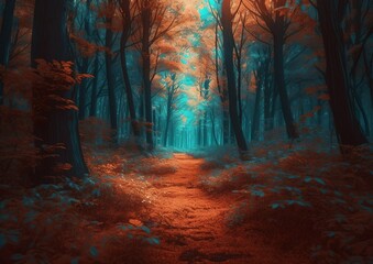 Autumn forest scene, generative ai