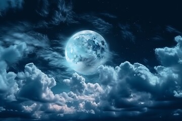 Beautiful moon in night sky, generative ai