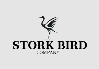 Fototapeta na wymiar crane bird vector logo design, vector illustration. Emblem design on white background