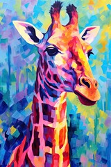 fluidity and unpredictability of watercolors by creating a dynamic and energetic Giraffe print. bold brushstrokes and splashes of color to depict the Giraffe movement and power