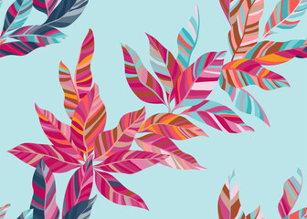 Abstract palm leafage seamless wallpaper vector. Artistic organic spring bandana tissue
