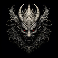 Trishula Hinduism tshirt tattoo design dark art illustration isolated on black