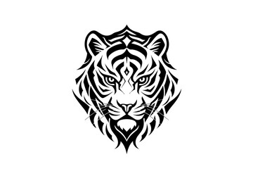 Tiger mascot sport or tattoo design. Black and white vector illustration logotype sign art.