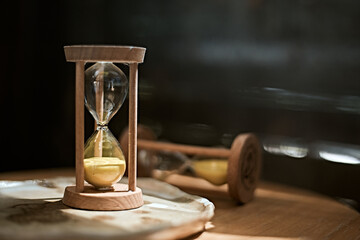Close up Hourglass, business time management concept