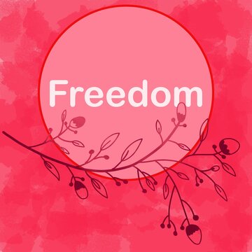 Freedom Pink Floral Element Circle Text