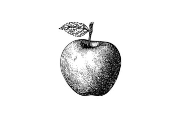Apple fruit hand drawn engraving style vector illustrations.