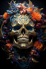 Laughing Skull smile tshirt design dark art illustration