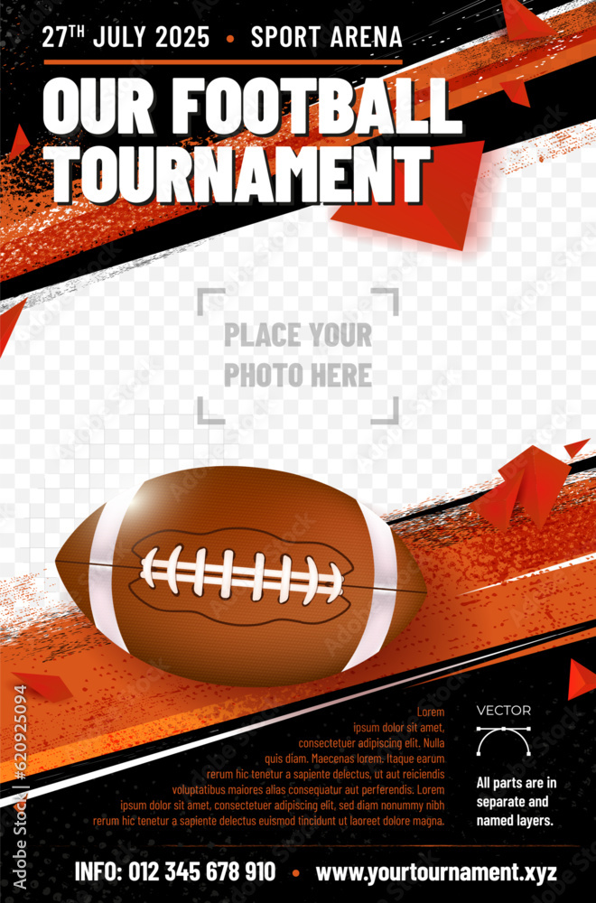 Wall mural american football tournament poster template with ball