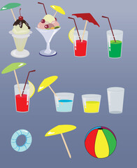 set of cold beach drinks