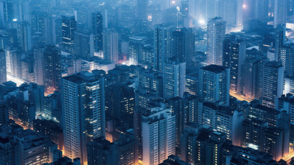 Fototapeta na wymiar city at night with illuminated buildings