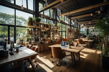 Modern Co-Working Space Interiors, Generative AI