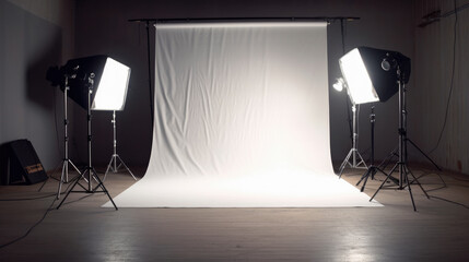 lighting setup in professional photography studio room