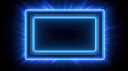 Electric Blue Glow: Square Rectangle Blue Neon-Toned Picture Frame with Color Motion Graphics