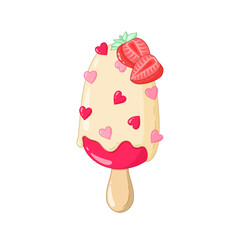 strawberry ice cream, ice cream , red dessert, digital illustration, sweet illustration, food illustration, transparent background