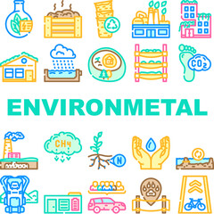 engineer environmental technology icons set vector. environment worker, industry man, people concept, engineering ecology engineer environmental technology color line illustrations