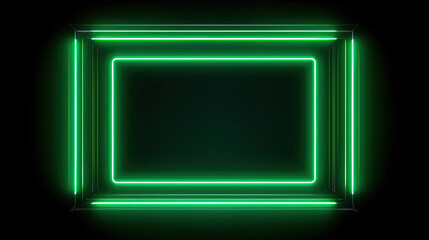 Square Rectangle Green Neon-Toned Picture Frame with Color Motion Graphics