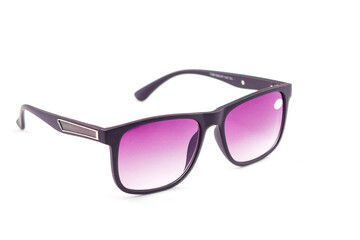 Fashionable sunglasses for women. burgundy glass. beautiful shape. Women's accessory.on a white isolated background.	