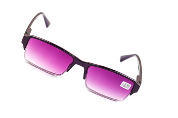 Fashionable sunglasses for women. burgundy glass. beautiful shape. Women's accessory.on a white...