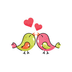 Love birds doodle vector outline Sticker. EPS 10 file