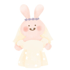 Bride rabbit bunny girl wedding dress smile happy Wedding day
