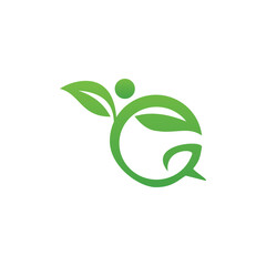Beauty leaf people logo circle simple design. Spa symbol
