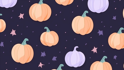 Generative ai cute halloween pumpkins seamless pattern background