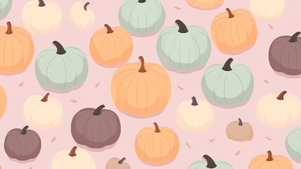 Generative ai cute halloween pumpkins seamless pattern background