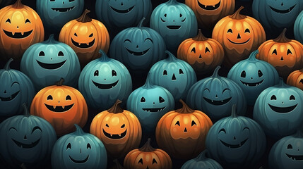 Generative ai cute halloween pumpkins seamless pattern background