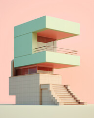 Generative ai exterior walls of a contemporary building pastel tones