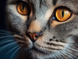 Naklejka na ściany i meble Close-up photograph of a British Shorthair Cat (Generative AI)
