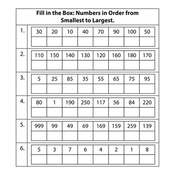 Ascending vs descending numbers counting and sorting outline diagram. Labeled educational scheme for children to learn order from smallest to largest vector illustration. Arrange data methods for kids