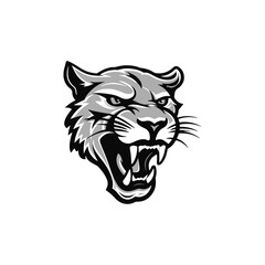 Cougar logo. Fearless Panther. Roaring Predator. Roaring Panther. Panther half body.Design elements in T-shirt Vector illustration.family, vector symbolic.