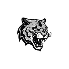 Cougar logo. Fearless Panther. Roaring Predator. Roaring Panther. Panther half body. Roaring fang face. Combine with text.  Design elements in T-shirt Vector illustration. family, vector symbolic 