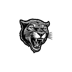 Cougar logo. Fearless Panther. Roaring Predator. Roaring Panther. Panther half body. Roaring fang face. Combine with text.  Design elements in T-shirt Vector illustration. family, vector symbolic 
