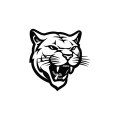 Cougar logo. Fearless Panther. Roaring Predator. Roaring Panther. Panther half body. Roaring fang face. Combine with text.  Design elements in T-shirt Vector illustration. family, vector symbolic 