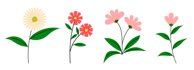 hand drawing flat flower plant