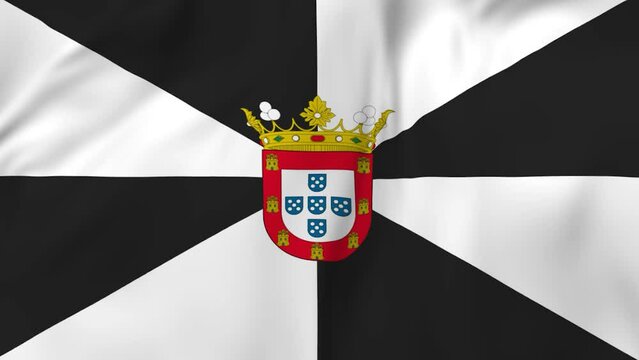 Waving flag of autonomous city Ceuta in Spain. 3d animation in 4k resolution video.
