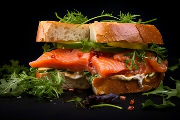 Salmon Sandwich Delight. Generative AI