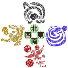 風水,四神図,カラー,