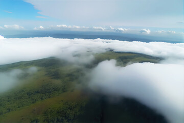 Congo landscape with hills in the clouds. Generative AI Art. Beautiful view.