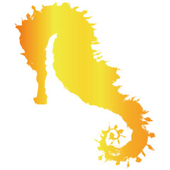 黄金のタツノオトシゴのシルエットの年賀状素材　ベクター © kumao