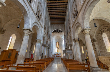BITONTO, ITALY, JULY 9, 2022 - Inner of the Concathedral of Maria Assunta in Bitonto,  Puglia, Italy